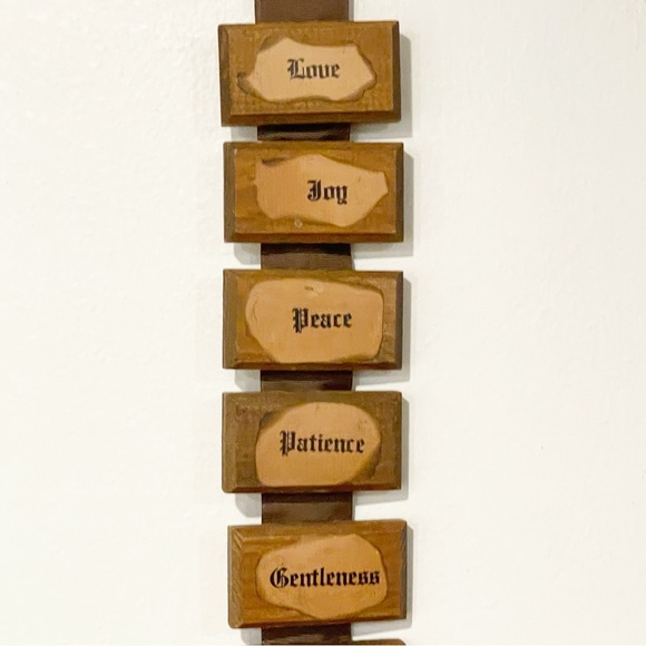 VINTAGE Wall‎ Hanging Decoupage On Wood "The Fruit Of The Holy Spirit" Blocks - Picture 2 of 4